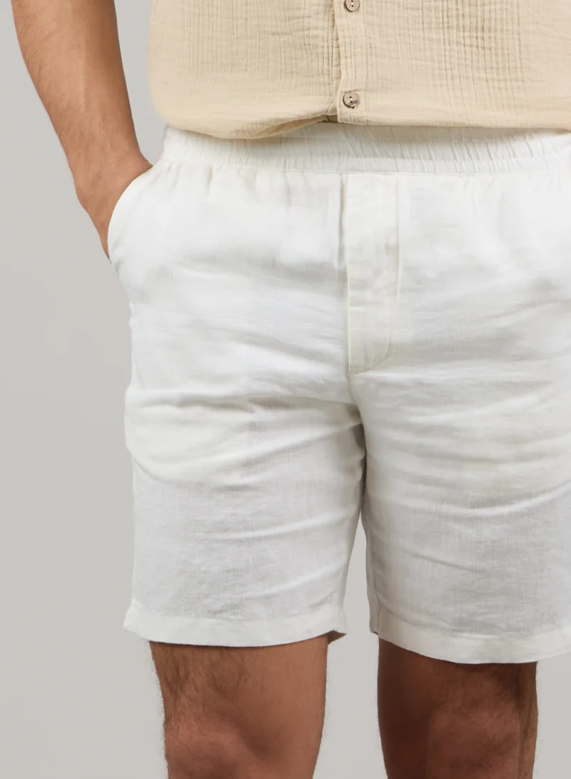 Just Nature 100% Linen Elasticated Waist Shorts
